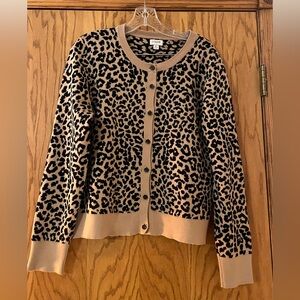 J. Crew Factory Leopard Print Cardigan - Tan and Black